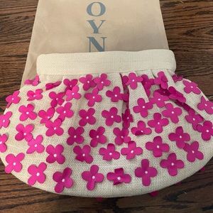 Moyna Hot Pink Flower Canvas Clutch (New)